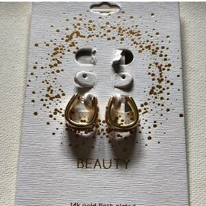 Unwritten 14K Gold Plated Cubic Zirconia Horseshoe Earrings